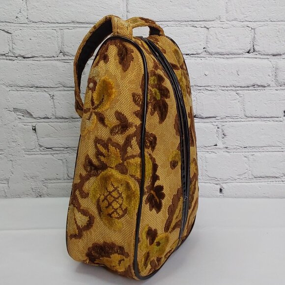 VINTAGE TAPESTRY FLUR PAISLEY BAG FULL-ZIP TOP-HANDLE PURSE - Picture 7 of 15